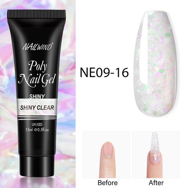 New Poly Nail Polish Gel Extension Glitter Gel Nails Manicure Design UV Reflective Diamond Shine