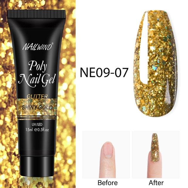 New Poly Nail Polish Gel Extension Glitter Gel Nails Manicure Design UV Reflective Diamond Shine