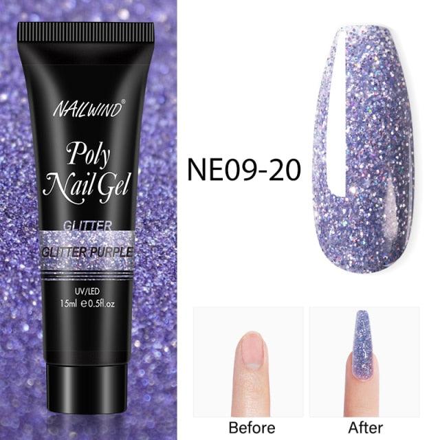 New Poly Nail Polish Gel Extension Glitter Gel Nails Manicure Design UV Reflective Diamond Shine