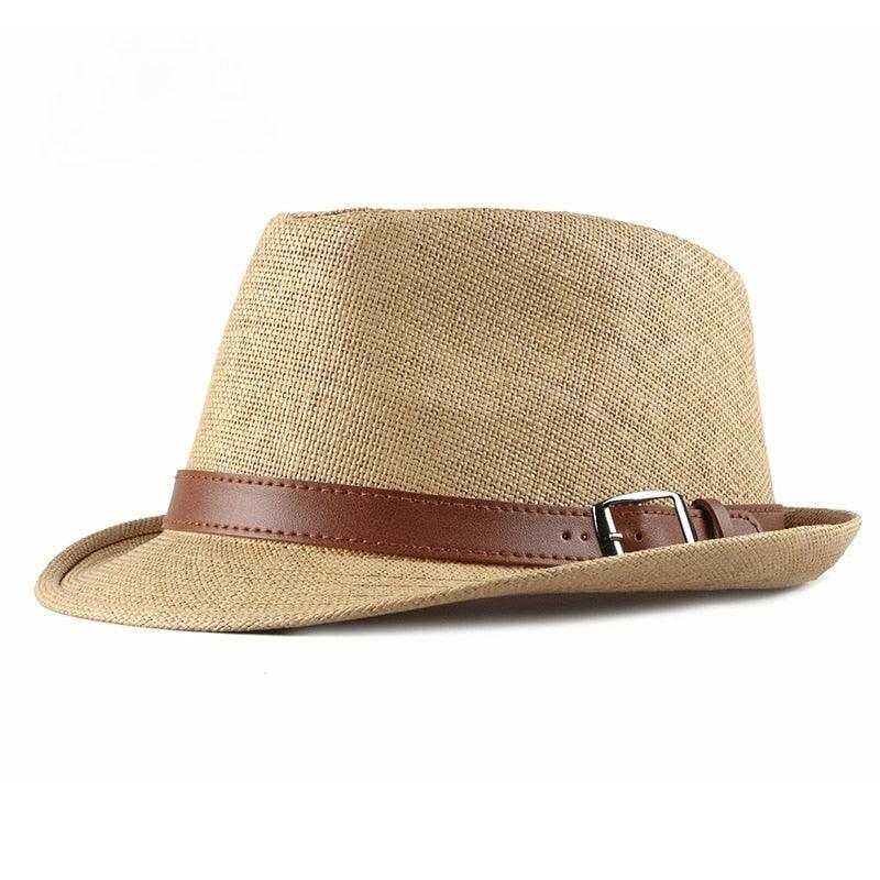 New Spring Summer Retro Men's Hats Fedoras Classic Simple Hat Vintage Short Brim Warm Fedora Hat Belt Design Elegant Summer Sun Hat For Men Summer Accessories UV Protection 58cm Stevvex