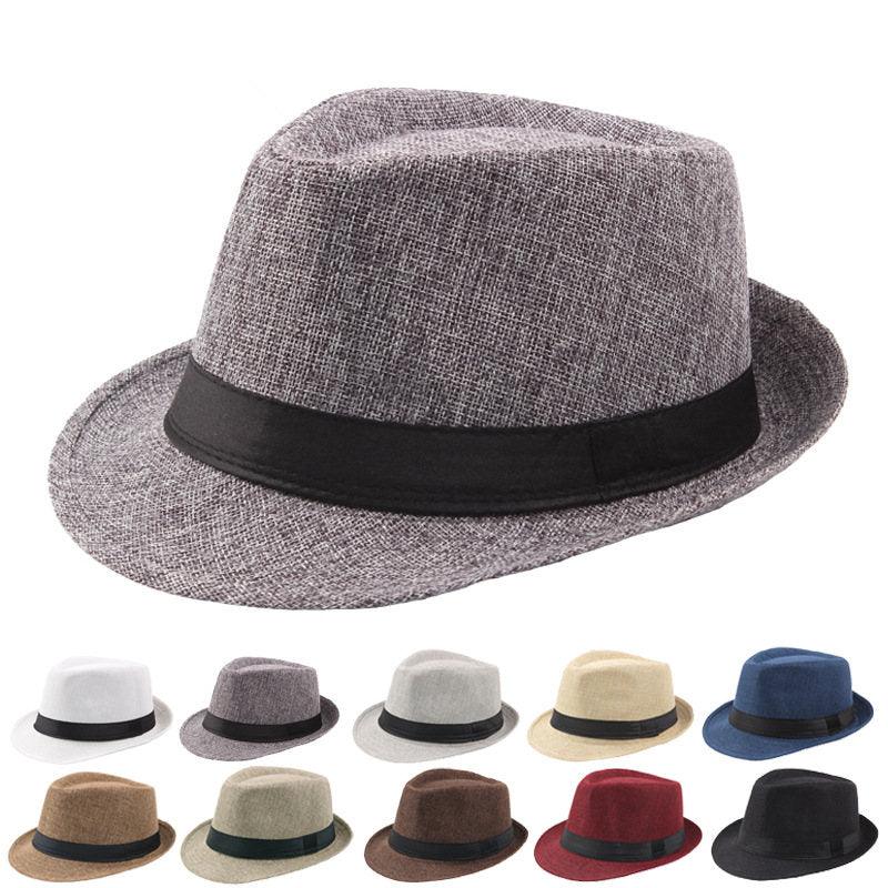 New Spring Summer Retro Men's Hats Fedoras Classic Simple Hat Vintage Short Brim Warm Fedora Hat Belt Design Elegant Summer Sun Hat For Men Summer Accessories UV Protection 58cm Stevvex