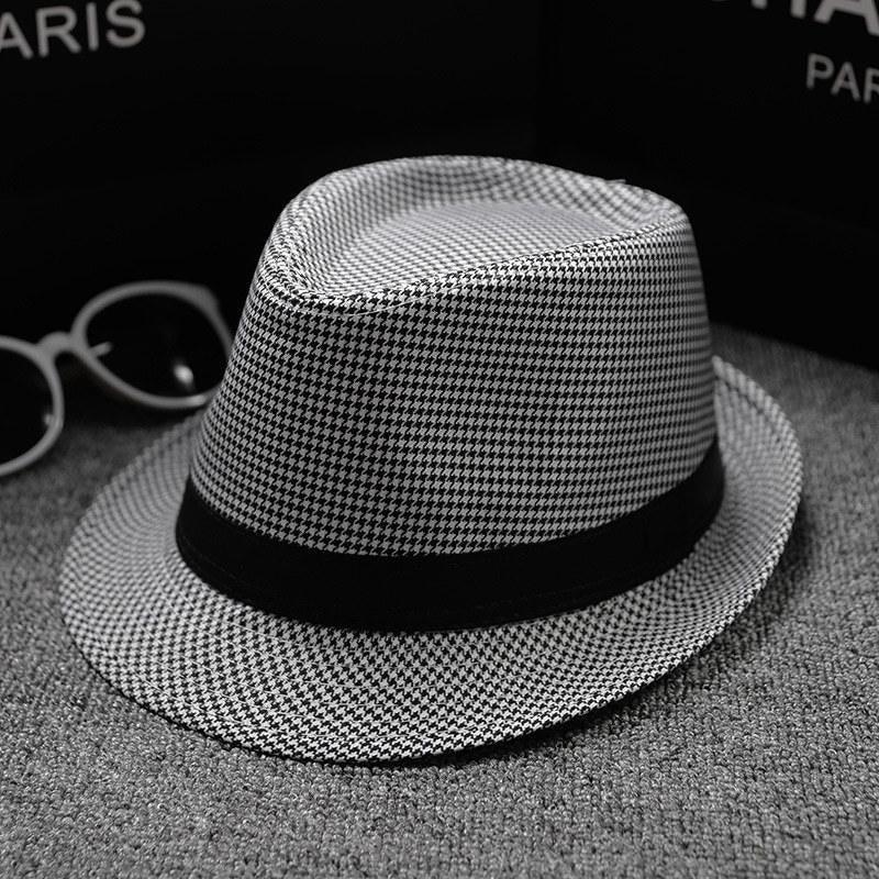 New Spring Summer Retro Men's Hats Fedoras Classic Simple Hat Vintage Short Brim Warm Fedora Hat Belt Design Elegant Summer Sun Hat For Men Summer Accessories UV Protection 58cm Stevvex