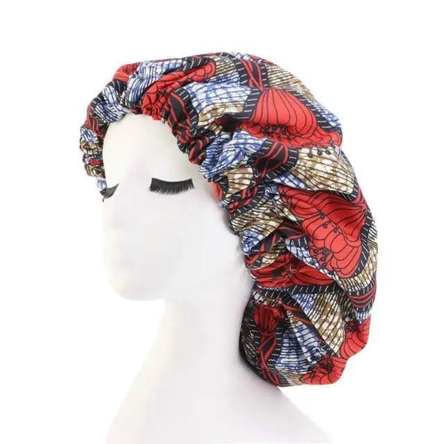 New Stunning Extra Large Satin Lined Bonnet Women Big Size Beauty Print Satin Silk Bonnet Sleep Night Cap Head Cover Bonnet Hat Stevvex