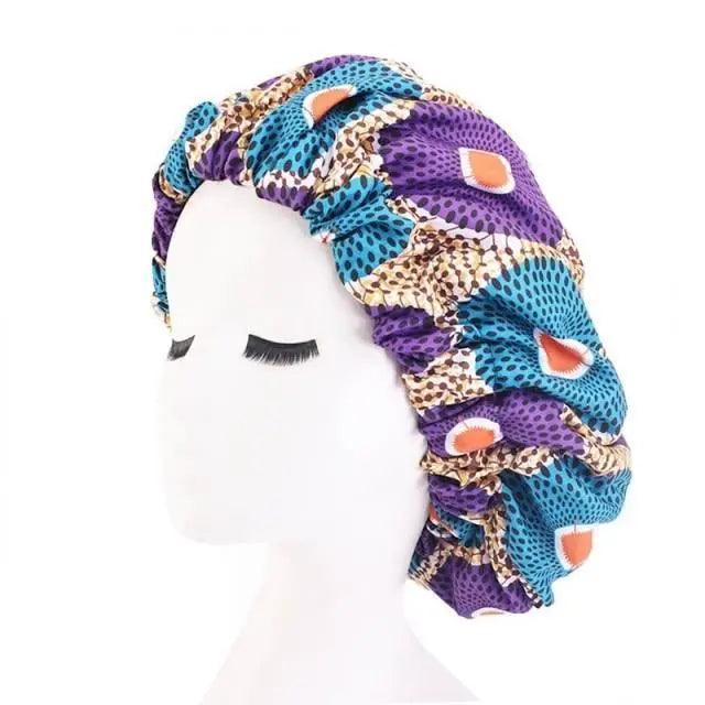 New Stunning Extra Large Satin Lined Bonnet Women Big Size Beauty Print Satin Silk Bonnet Sleep Night Cap Head Cover Bonnet Hat Stevvex
