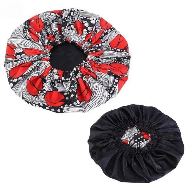 New Stunning Extra Large Satin Lined Bonnet Women Big Size Beauty Print Satin Silk Bonnet Sleep Night Cap Head Cover Bonnet Hat Stevvex