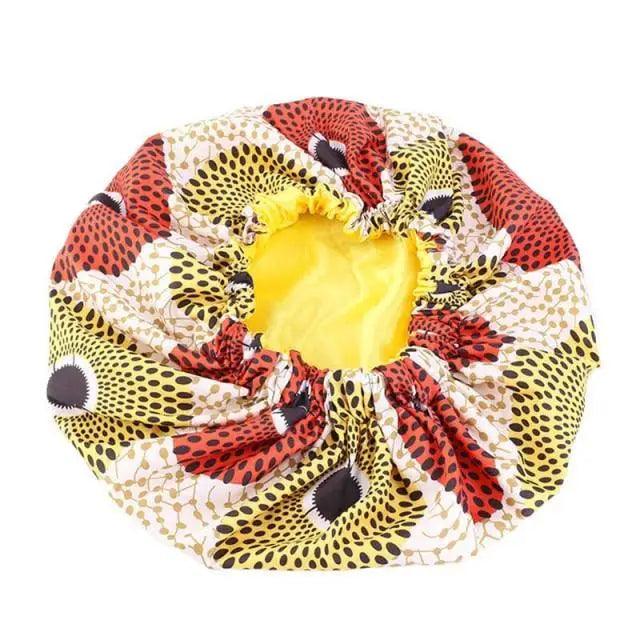 New Stunning Extra Large Satin Lined Bonnet Women Big Size Beauty Print Satin Silk Bonnet Sleep Night Cap Head Cover Bonnet Hat Stevvex