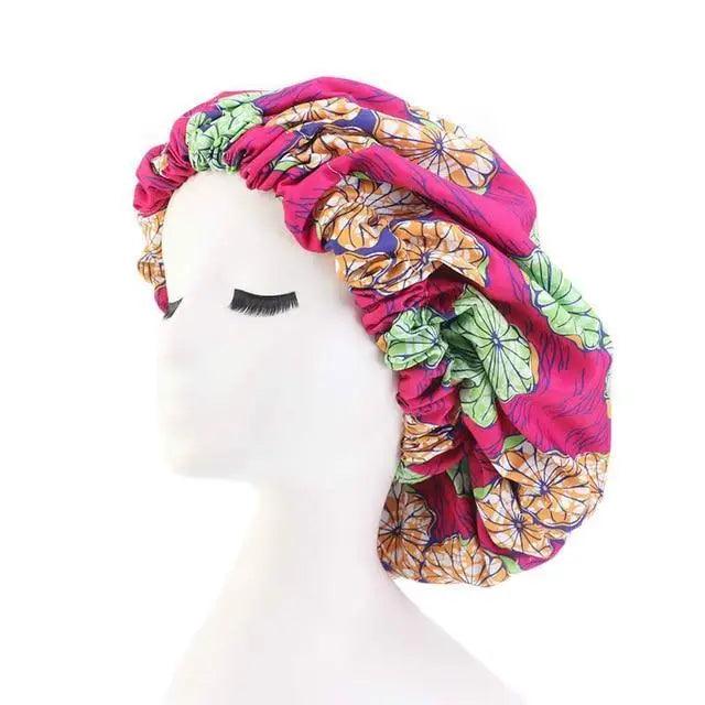New Stunning Extra Large Satin Lined Bonnet Women Big Size Beauty Print Satin Silk Bonnet Sleep Night Cap Head Cover Bonnet Hat Stevvex