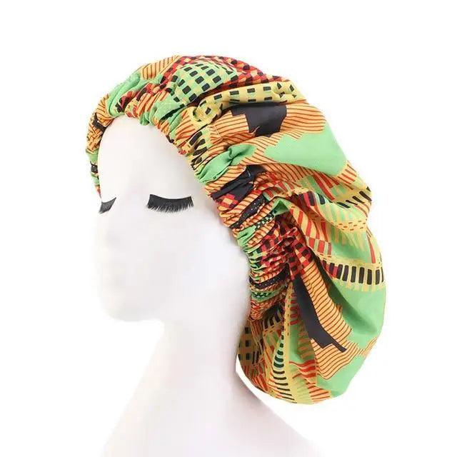 New Stunning Extra Large Satin Lined Bonnet Women Big Size Beauty Print Satin Silk Bonnet Sleep Night Cap Head Cover Bonnet Hat Stevvex