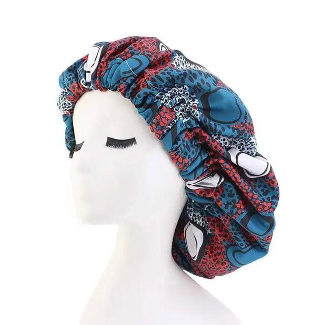 New Stunning Extra Large Satin Lined Bonnet Women Big Size Beauty Print Satin Silk Bonnet Sleep Night Cap Head Cover Bonnet Hat Stevvex