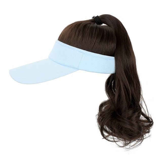 Ponytail Extension Cap hair Synthetic Wig Curly Wavy Wigs with Visor Hat hair Wigs for Women Hat Baseball Wigs For Black Women Cosplay Wigs For Women Stevvex