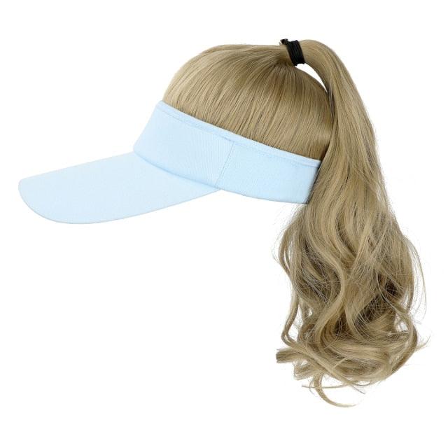 Ponytail Extension Cap hair Synthetic Wig Curly Wavy Wigs with Visor Hat hair Wigs for Women Hat Baseball Wigs For Black Women Cosplay Wigs For Women Stevvex