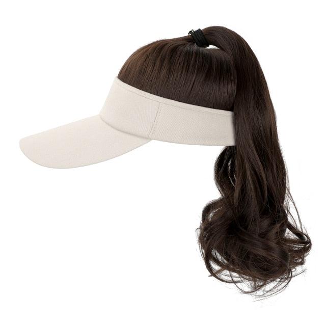 Ponytail Extension Cap hair Synthetic Wig Curly Wavy Wigs with Visor Hat hair Wigs for Women Hat Baseball Wigs For Black Women Cosplay Wigs For Women Stevvex