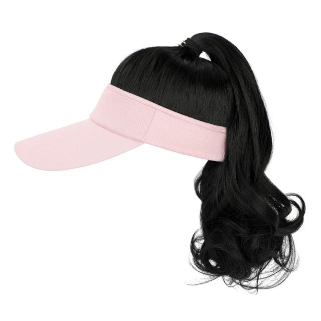 Ponytail Extension Cap hair Synthetic Wig Curly Wavy Wigs with Visor Hat hair Wigs for Women Hat Baseball Wigs For Black Women Cosplay Wigs For Women Stevvex