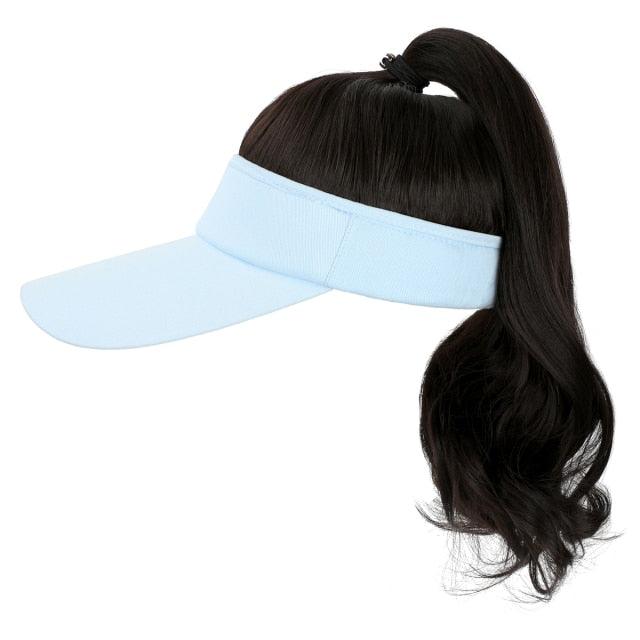 Ponytail Extension Cap hair Synthetic Wig Curly Wavy Wigs with Visor Hat hair Wigs for Women Hat Baseball Wigs For Black Women Cosplay Wigs For Women Stevvex