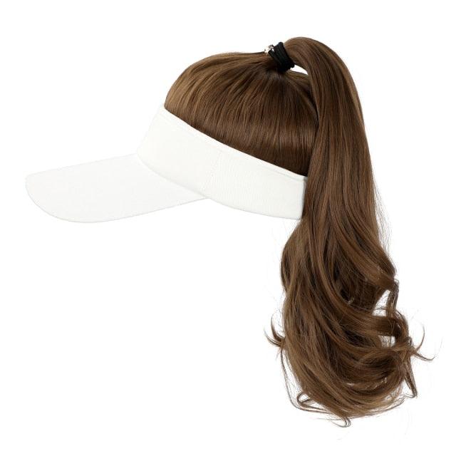 Ponytail Extension Cap hair Synthetic Wig Curly Wavy Wigs with Visor Hat hair Wigs for Women Hat Baseball Wigs For Black Women Cosplay Wigs For Women Stevvex