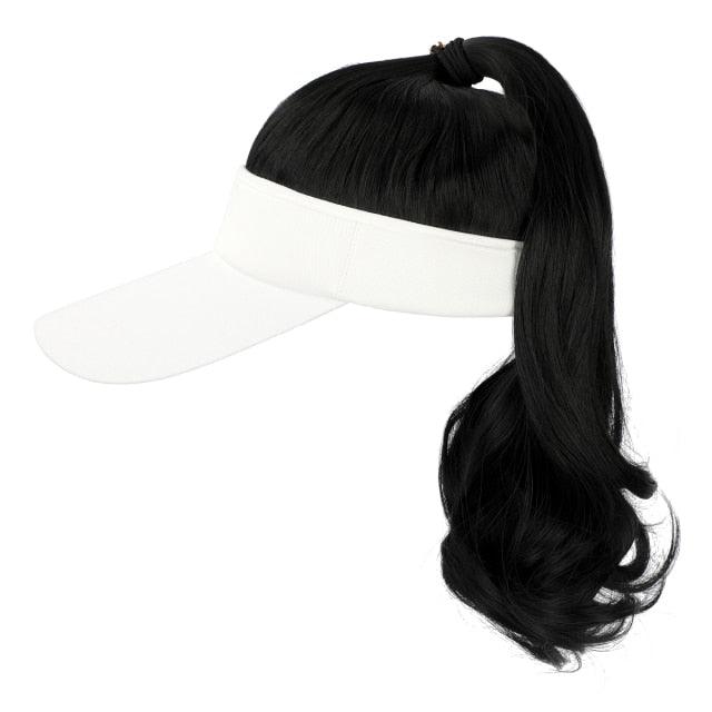 Ponytail Extension Cap hair Synthetic Wig Curly Wavy Wigs with Visor Hat hair Wigs for Women Hat Baseball Wigs For Black Women Cosplay Wigs For Women Stevvex