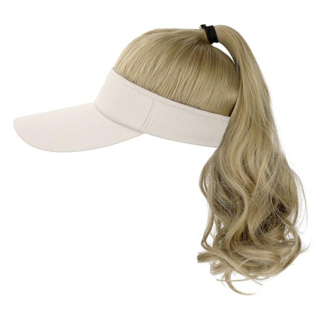 Ponytail Extension Cap hair Synthetic Wig Curly Wavy Wigs with Visor Hat hair Wigs for Women Hat Baseball Wigs For Black Women Cosplay Wigs For Women Stevvex