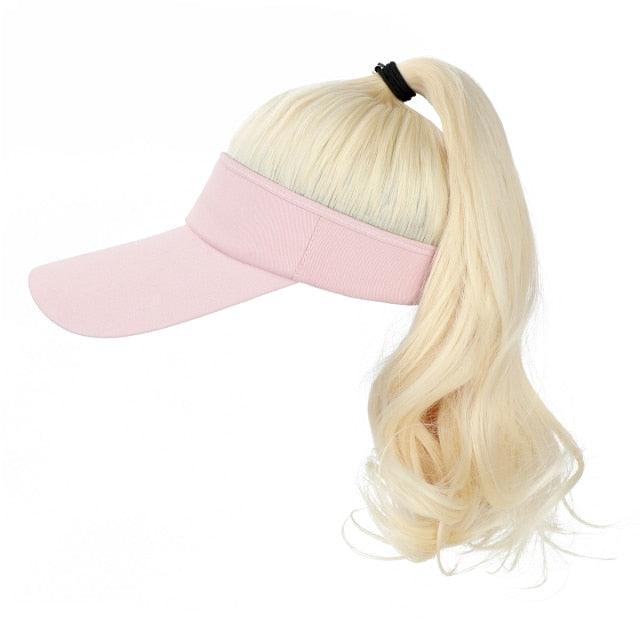 Ponytail Extension Cap hair Synthetic Wig Curly Wavy Wigs with Visor Hat hair Wigs for Women Hat Baseball Wigs For Black Women Cosplay Wigs For Women Stevvex