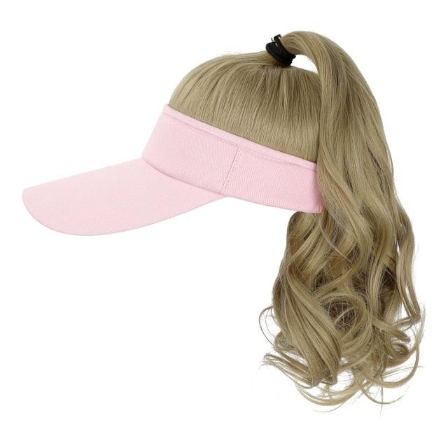 Ponytail Extension Cap hair Synthetic Wig Curly Wavy Wigs with Visor Hat hair Wigs for Women Hat Baseball Wigs For Black Women Cosplay Wigs For Women Stevvex