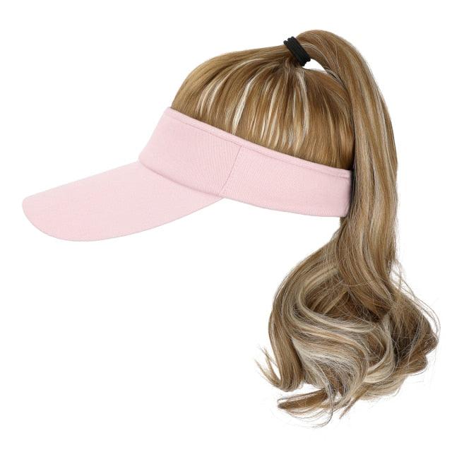 Ponytail Extension Cap hair Synthetic Wig Curly Wavy Wigs with Visor Hat hair Wigs for Women Hat Baseball Wigs For Black Women Cosplay Wigs For Women Stevvex