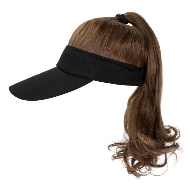 Ponytail Extension Cap hair Synthetic Wig Curly Wavy Wigs with Visor Hat hair Wigs for Women Hat Baseball Wigs For Black Women Cosplay Wigs For Women Stevvex