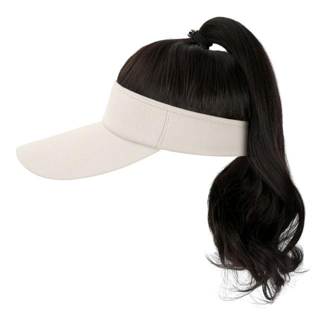 Ponytail Extension Cap hair Synthetic Wig Curly Wavy Wigs with Visor Hat hair Wigs for Women Hat Baseball Wigs For Black Women Cosplay Wigs For Women Stevvex