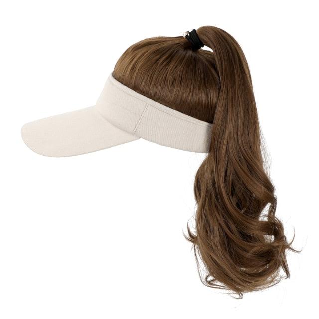 Ponytail Extension Cap hair Synthetic Wig Curly Wavy Wigs with Visor Hat hair Wigs for Women Hat Baseball Wigs For Black Women Cosplay Wigs For Women Stevvex