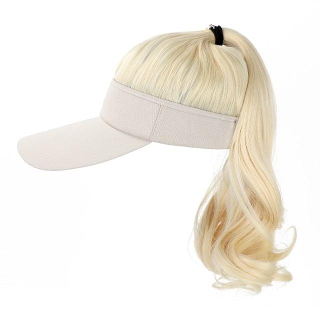 Ponytail Extension Cap hair Synthetic Wig Curly Wavy Wigs with Visor Hat hair Wigs for Women Hat Baseball Wigs For Black Women Cosplay Wigs For Women Stevvex