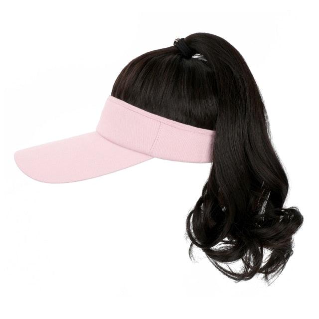 Ponytail Extension Cap hair Synthetic Wig Curly Wavy Wigs with Visor Hat hair Wigs for Women Hat Baseball Wigs For Black Women Cosplay Wigs For Women Stevvex