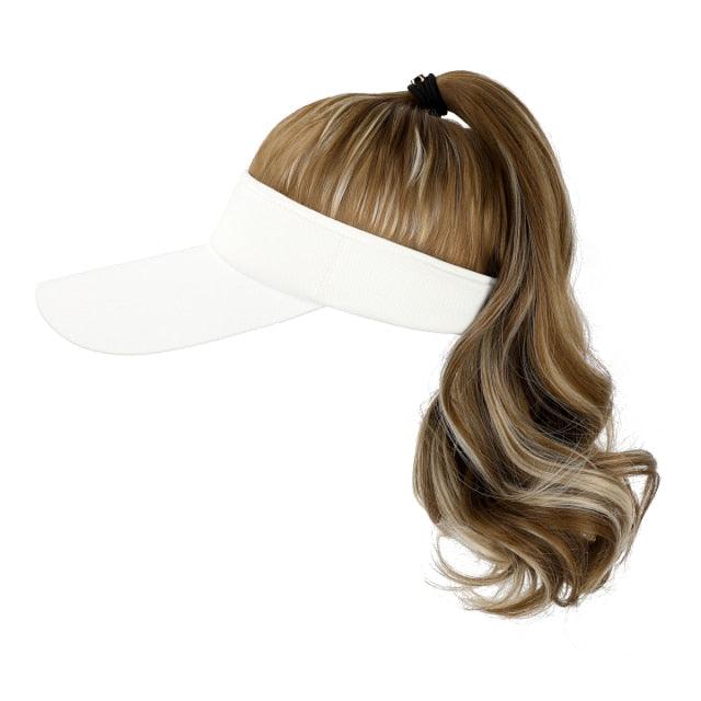 Ponytail Extension Cap hair Synthetic Wig Curly Wavy Wigs with Visor Hat hair Wigs for Women Hat Baseball Wigs For Black Women Cosplay Wigs For Women Stevvex