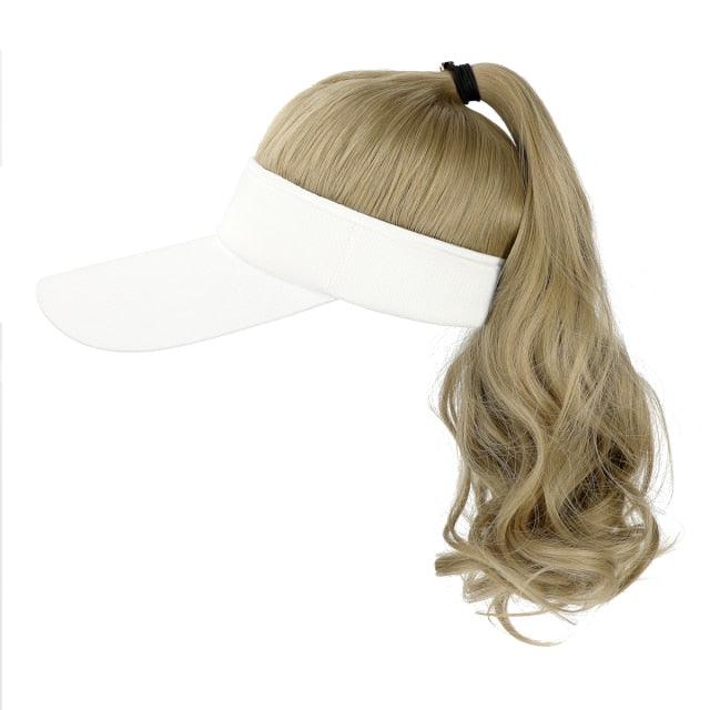 Ponytail Extension Cap hair Synthetic Wig Curly Wavy Wigs with Visor Hat hair Wigs for Women Hat Baseball Wigs For Black Women Cosplay Wigs For Women Stevvex