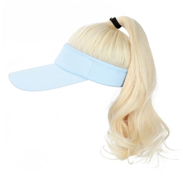 Ponytail Extension Cap hair Synthetic Wig Curly Wavy Wigs with Visor Hat hair Wigs for Women Hat Baseball Wigs For Black Women Cosplay Wigs For Women Stevvex