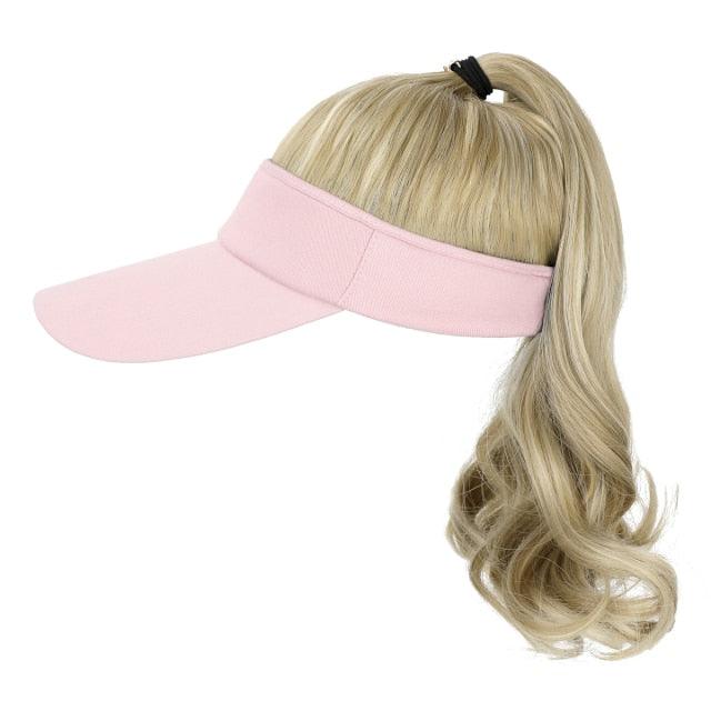 Ponytail Extension Cap hair Synthetic Wig Curly Wavy Wigs with Visor Hat hair Wigs for Women Hat Baseball Wigs For Black Women Cosplay Wigs For Women Stevvex