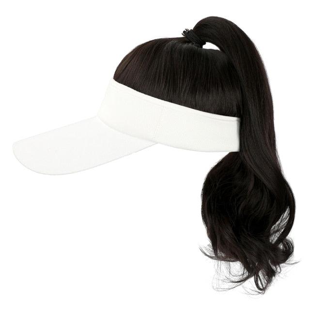 Ponytail Extension Cap hair Synthetic Wig Curly Wavy Wigs with Visor Hat hair Wigs for Women Hat Baseball Wigs For Black Women Cosplay Wigs For Women Stevvex