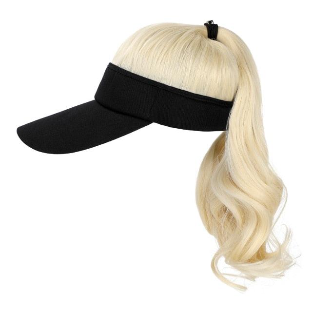 Ponytail Extension Cap hair Synthetic Wig Curly Wavy Wigs with Visor Hat hair Wigs for Women Hat Baseball Wigs For Black Women Cosplay Wigs For Women Stevvex