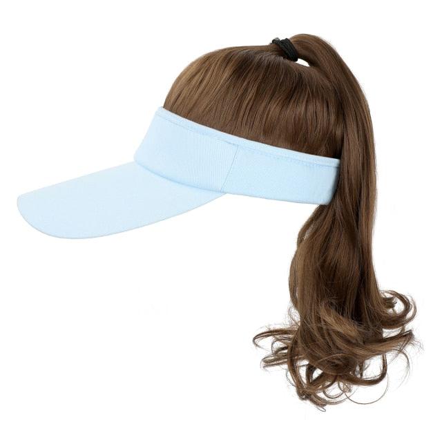 Ponytail Extension Cap hair Synthetic Wig Curly Wavy Wigs with Visor Hat hair Wigs for Women Hat Baseball Wigs For Black Women Cosplay Wigs For Women Stevvex