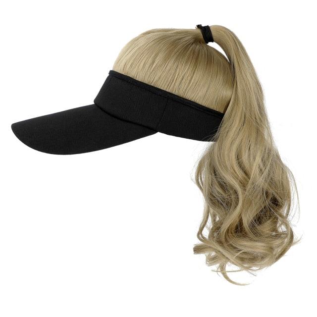 Ponytail Extension Cap hair Synthetic Wig Curly Wavy Wigs with Visor Hat hair Wigs for Women Hat Baseball Wigs For Black Women Cosplay Wigs For Women Stevvex