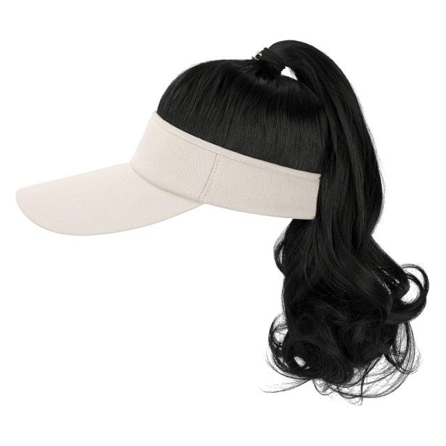Ponytail Extension Cap hair Synthetic Wig Curly Wavy Wigs with Visor Hat hair Wigs for Women Hat Baseball Wigs For Black Women Cosplay Wigs For Women Stevvex