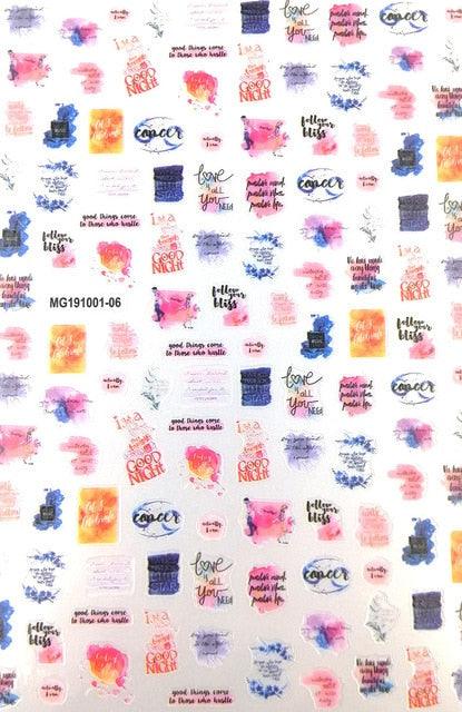 New Super Thin Self-Adhesive  Letter 3d Nail Decal Stickers Manicure Nail Art Decoration Accessories Holographic Old English Character Nail Self-Adhesive Sticker English Font Design Manicure Design Water Sliders Decorations Accessories