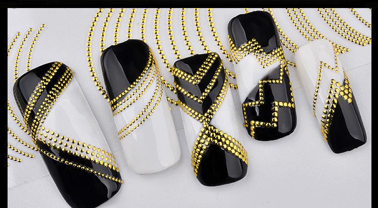 New Vintage Gold Metal Foil Decal Rose Flowers Butterfly Letter Designs Nail Stickers Decorations Metallic Curve Strip Line Nail Decal Self-Adhesive 3D Wave Design Decoration for Women Girls Adhesive Striping Tape Nail Art Stickers
