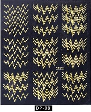 New Vintage Gold Metal Foil Decal Rose Flowers Butterfly Letter Designs Nail Stickers Decorations Metallic Curve Strip Line Nail Decal Self-Adhesive 3D Wave Design Decoration for Women Girls Adhesive Striping Tape Nail Art Stickers