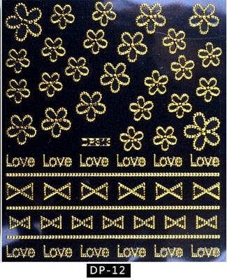 New Vintage Gold Metal Foil Decal Rose Flowers Butterfly Letter Designs Nail Stickers Decorations Metallic Curve Strip Line Nail Decal Self-Adhesive 3D Wave Design Decoration for Women Girls Adhesive Striping Tape Nail Art Stickers