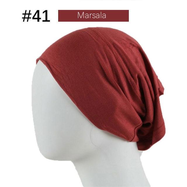 New Winter Autumn Soft Solid Color Inner Hijab  Cap Lightweight Muslim Turban Elegant Hijab Caps Hat Islam Under Scarf  Undercap Bonnet Color Soft Jersey Stretch Hijab's Tube Cap Hat Hijab Bonnet Muslim Women Scarf Turbans Head For Women Stevvex