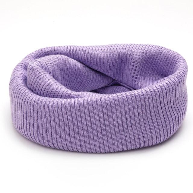 New Winter Autumn Solid Color Soft Cashmere Knit Ring Scarves Neck Warmer Elastic Neck Gaiter Head Wrap Headwear Comfort Collar Female Winter One Loop Scarf For Women