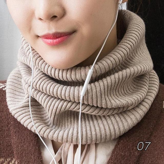 New Winter Autumn Solid Color Soft Cashmere Knit Ring Scarves Neck Warmer Elastic Neck Gaiter Head Wrap Headwear Comfort Collar Female Winter One Loop Scarf For Women