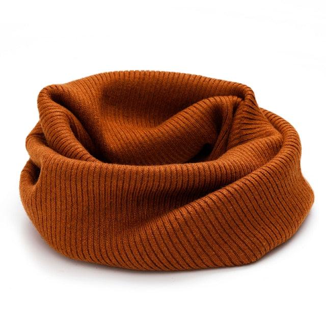 New Winter Autumn Solid Color Soft Cashmere Knit Ring Scarves Neck Warmer Elastic Neck Gaiter Head Wrap Headwear Comfort Collar Female Winter One Loop Scarf For Women