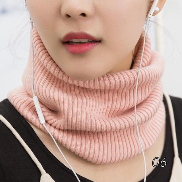 New Winter Autumn Solid Color Soft Cashmere Knit Ring Scarves Neck Warmer Elastic Neck Gaiter Head Wrap Headwear Comfort Collar Female Winter One Loop Scarf For Women