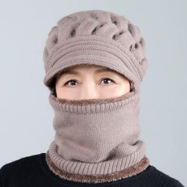 New Winter Balaclava Beanies Mother Hat Women Warm Thick Skellies Riding Outdoor Hats Gorgas Stripes Beanie Cap Mask Scarf Hat Set Outdoor Sport Warm Beanies Hat For Men Knitted Hats Bandana Hiking Camping Kid Neck Warmer Cap Stevvex