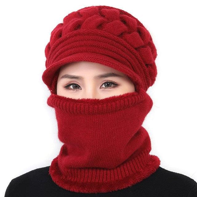 New Winter Balaclava Beanies Mother Hat Women Warm Thick Skellies Riding Outdoor Hats Gorgas Stripes Beanie Cap Mask Scarf Hat Set Outdoor Sport Warm Beanies Hat For Men Knitted Hats Bandana Hiking Camping Kid Neck Warmer Cap Stevvex