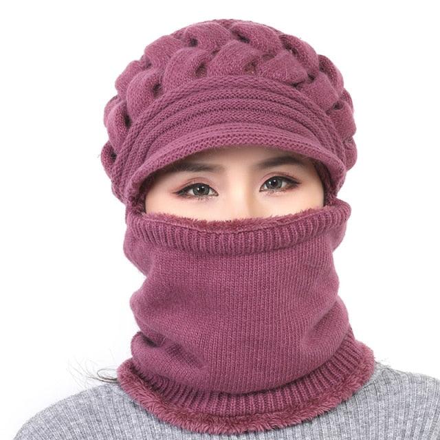 New Winter Balaclava Beanies Mother Hat Women Warm Thick Skellies Riding Outdoor Hats Gorgas Stripes Beanie Cap Mask Scarf Hat Set Outdoor Sport Warm Beanies Hat For Men Knitted Hats Bandana Hiking Camping Kid Neck Warmer Cap Stevvex